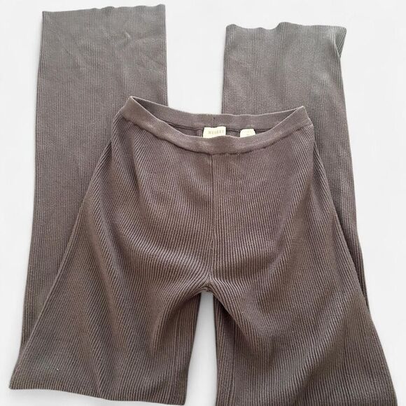 Meshki Black Rue Ribbed Flared Knit Pants | Y2K Minimalist Streetwear | Small - Picture 6 of 6